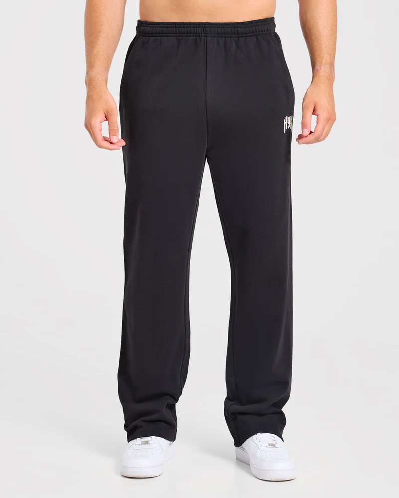 Heavy Lifting Gothic Oversized Straight Leg Joggers - Noir/Blanc