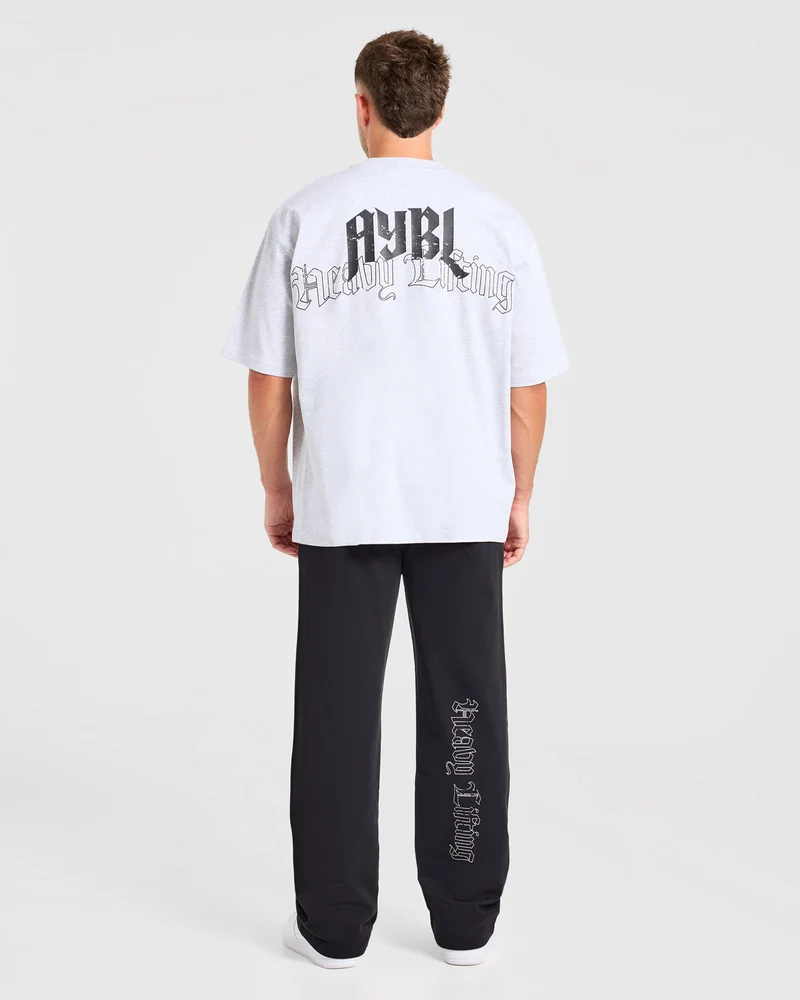 Heavy Lifting Gothic Oversized Straight Leg Joggers - Noir/Blanc