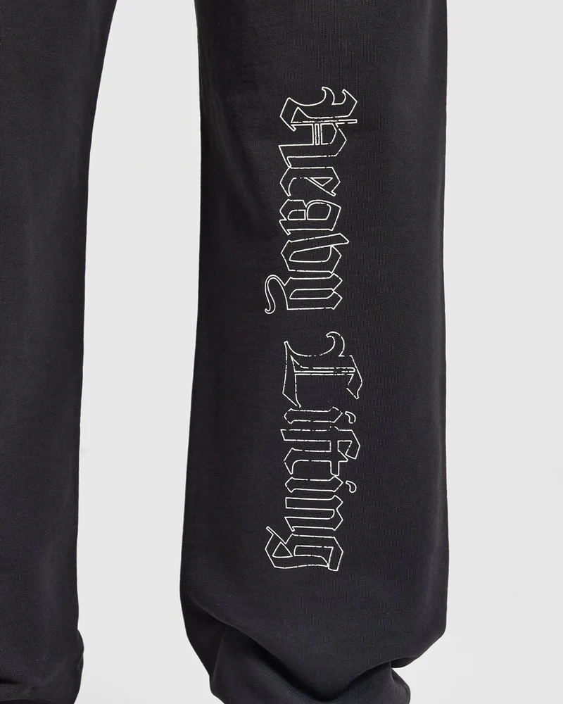 Heavy Lifting Gothic Oversized Straight Leg Joggers - Noir/Blanc