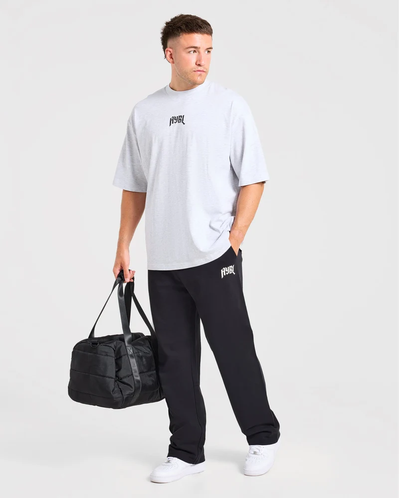 Heavy Lifting Gothic Oversized Straight Leg Joggers - Noir/Blanc