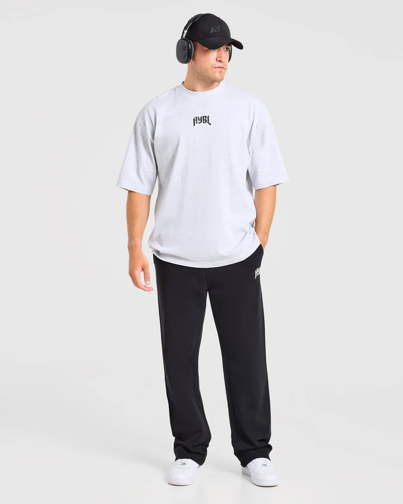Heavy Lifting Gothic Oversized Straight Leg Joggers - Noir/Blanc