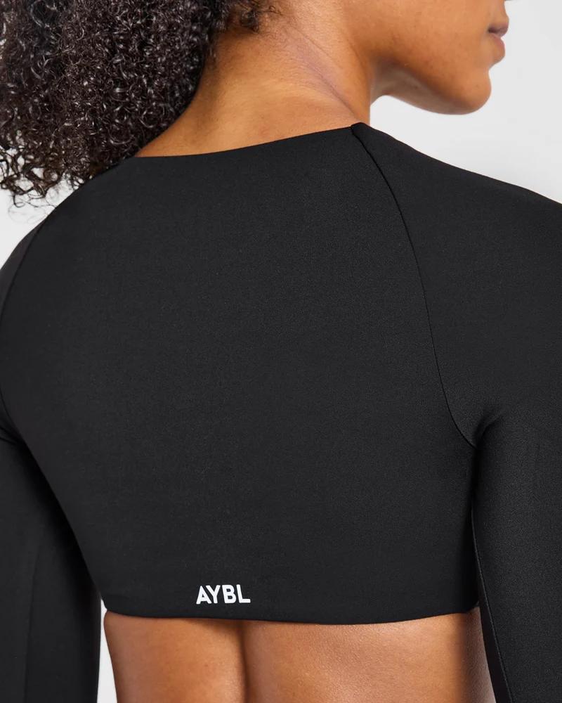 Engage Long Sleeve Crop Top - Noir
