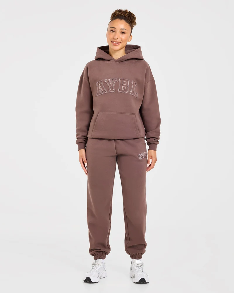Varsity Applique Oversized Joggers - Marron