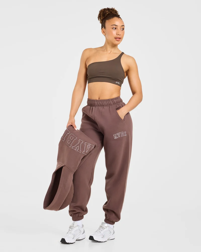 Varsity Applique Oversized Joggers - Marron