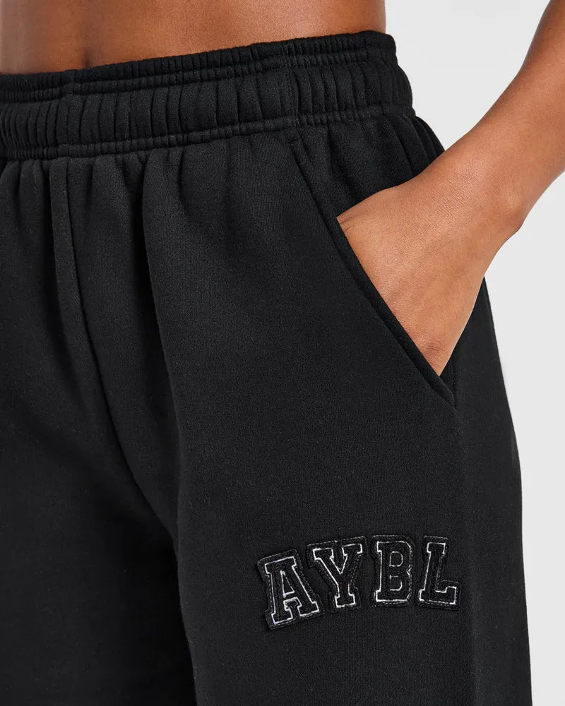 Varsity Applique Oversized Straight Leg Joggers - Noir