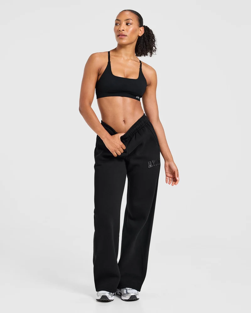 Varsity Applique Oversized Straight Leg Joggers - Noir