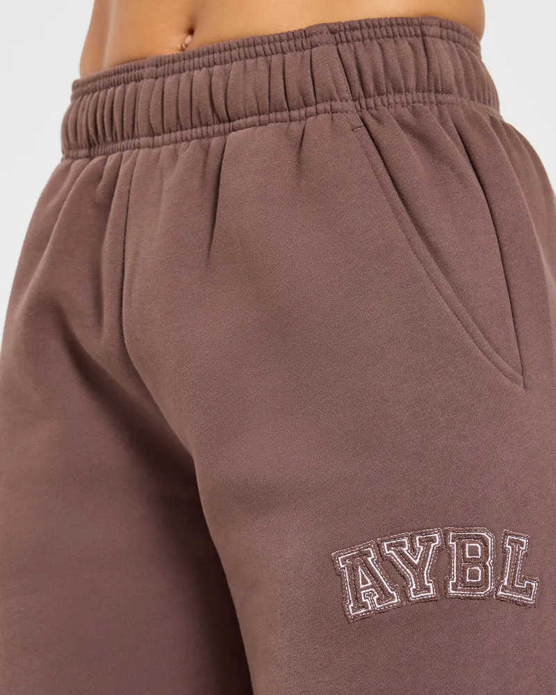 Varsity Applique Oversized Straight Leg Joggers - Marron