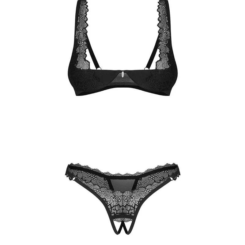 ensemble lingerie dentelle soutien-gorge souple strings ouverts sensuels occasions spéciales