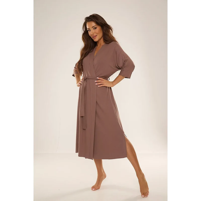 Peignoir long femme confortable viscose lycra élégant Lafense model 187062