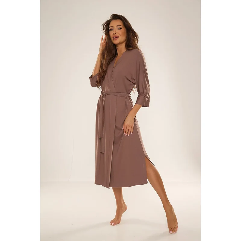 Peignoir long femme confortable viscose lycra élégant Lafense model 187062
