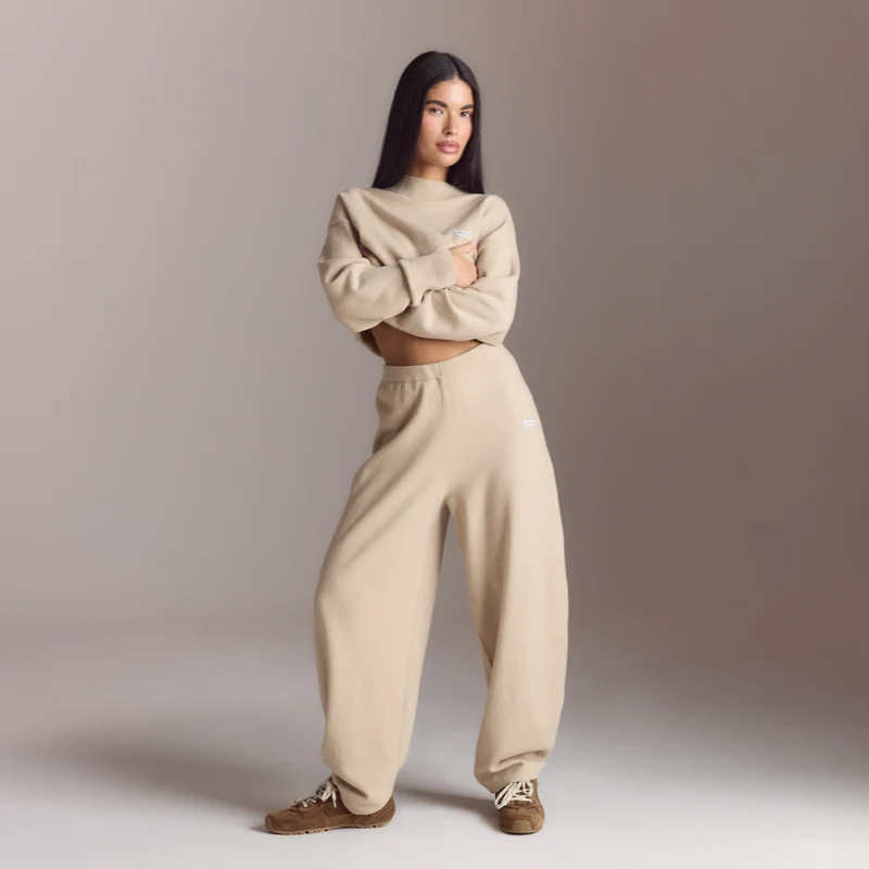 Jogger Barrel en Maille - Flocon d'Avoine