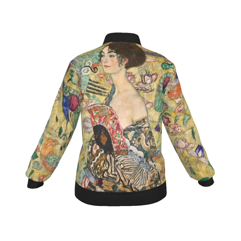 Gustav Klimt's Lady with Fan Painting Women's Bomber Jacket