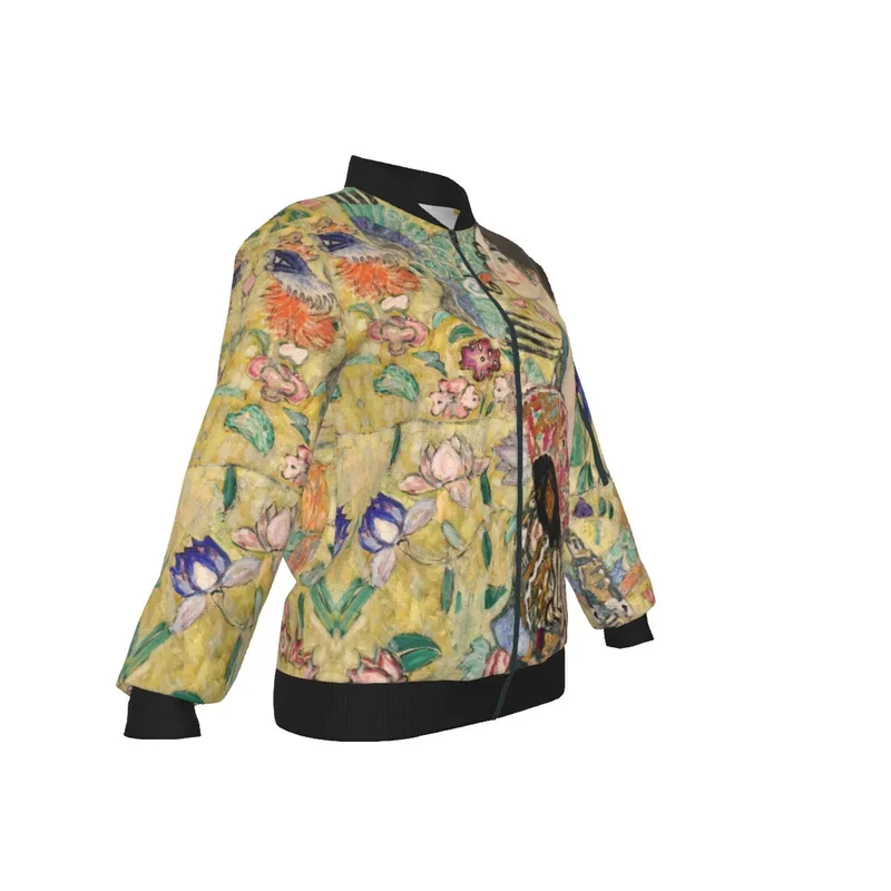 Gustav Klimt's Lady with Fan Painting Women's Bomber Jacket