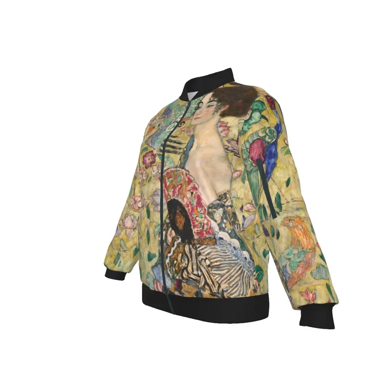 Gustav Klimt's Lady with Fan Painting Women's Bomber Jacket