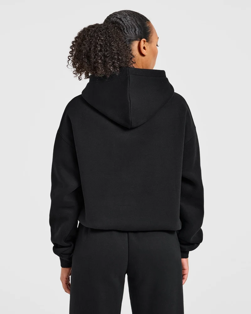 Varsity Applique Oversized Hoodie - Noir