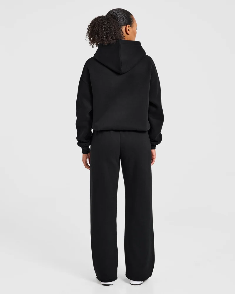 Varsity Applique Oversized Hoodie - Noir