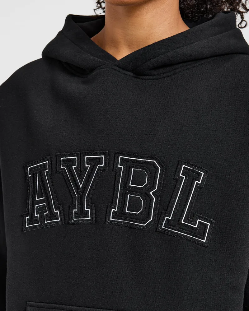 Varsity Applique Oversized Hoodie - Noir