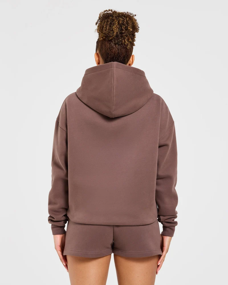 Varsity Applique Oversized Hoodie - Marron