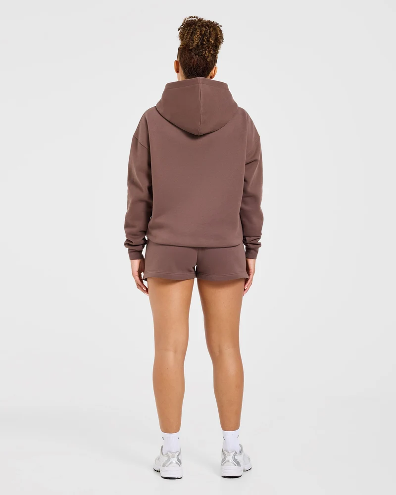 Varsity Applique Oversized Hoodie - Marron