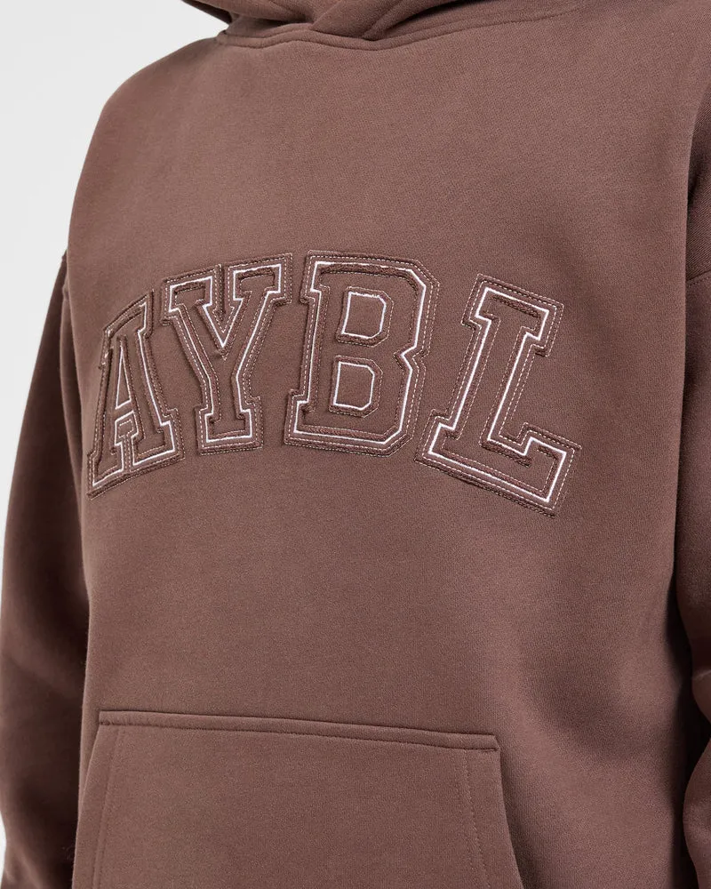 Varsity Applique Oversized Hoodie - Marron