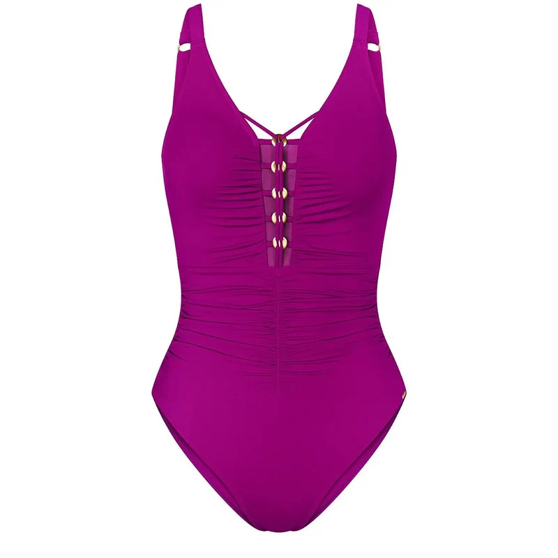 Maillot de bain une pièce élégant noir détails dorés coupe sculptante Triumph