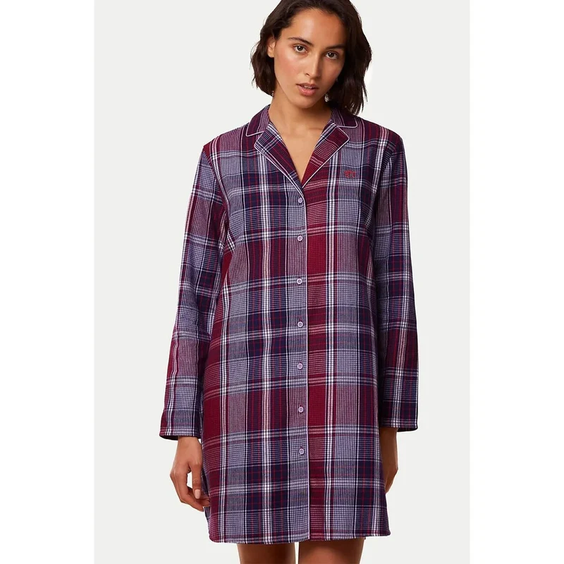 Chemise nuit coton bio confortable style classique manches longues féminin