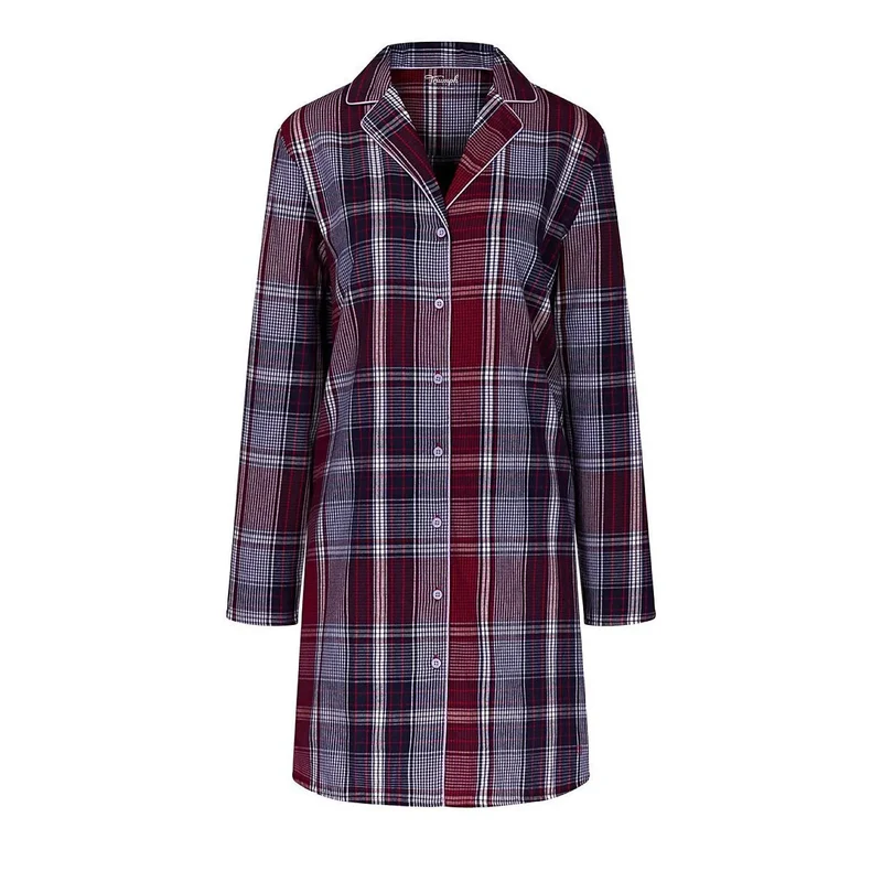 Chemise de nuit ample coton bio femme style classique boutons contrastés
