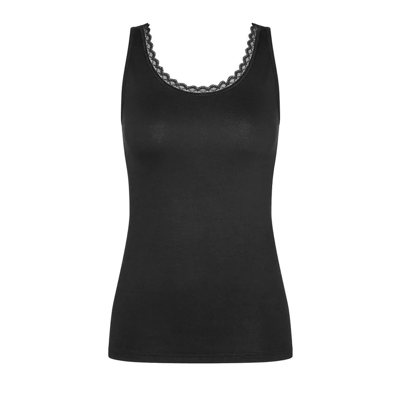 T-shirt coton doux dentelle féminine larges bretelles confort ajusté