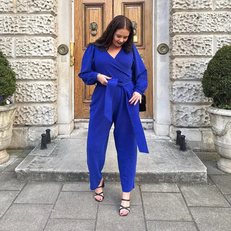 Ottoman Long Sleeve Wrap Jumpsuit - Aretha