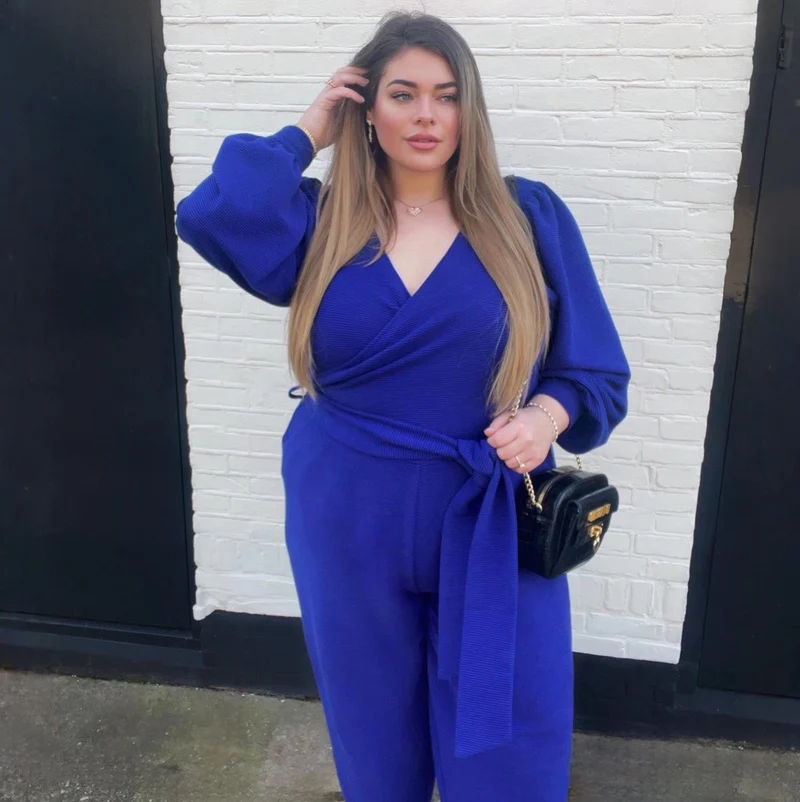 Ottoman Long Sleeve Wrap Jumpsuit - Aretha