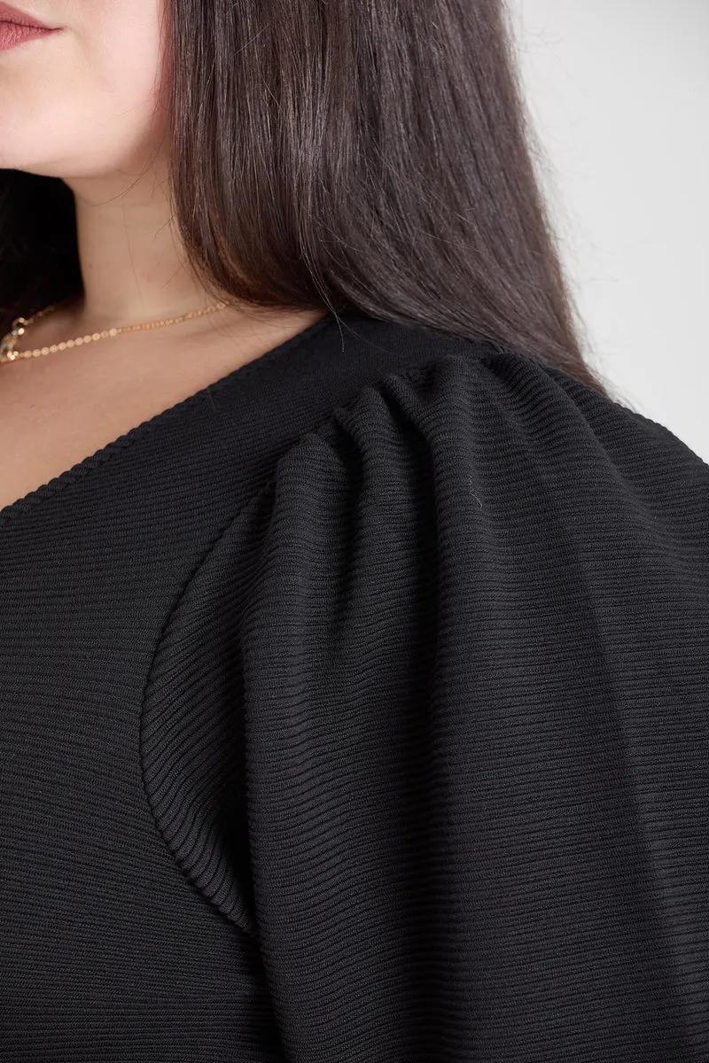 Ottoman Long Sleeve Wrap Jumpsuit - Black