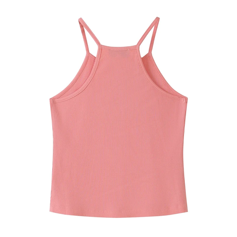 Ribbed Crop Top - Neon Coral