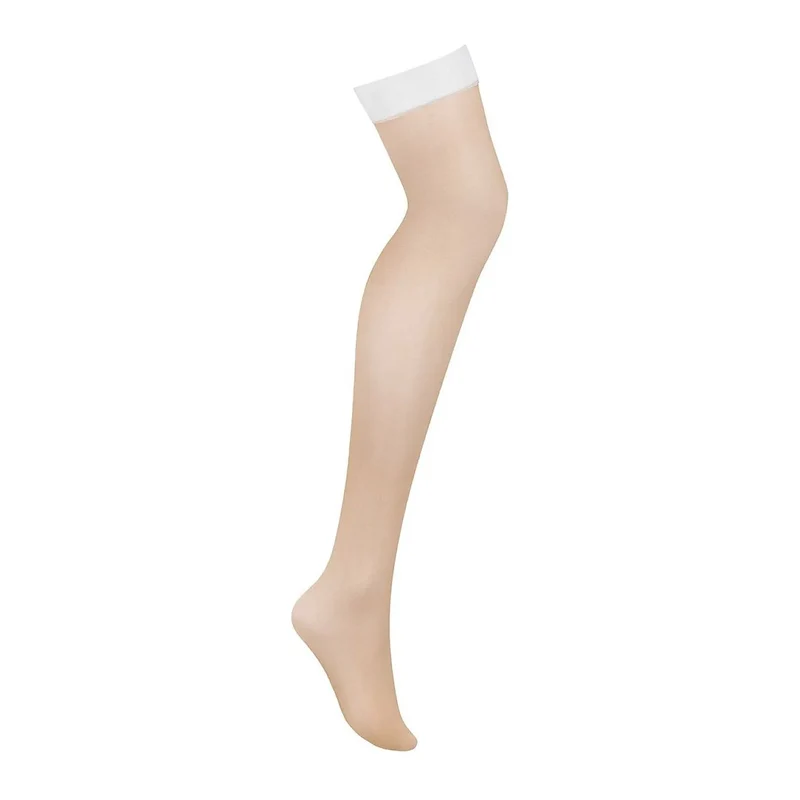 Collants lisses chair bordure noire porte-jarretelles élasthanne polyamide Obsessive