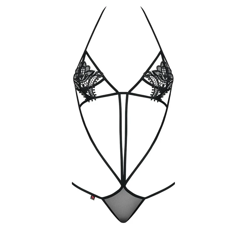 body noir sensuel femmes design audacieux détails floraux ajustable confort