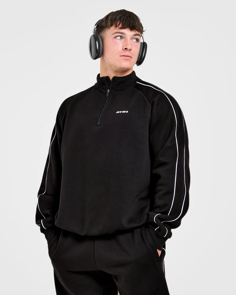 Restore Oversized 1/4 Zip Pullover - Black
