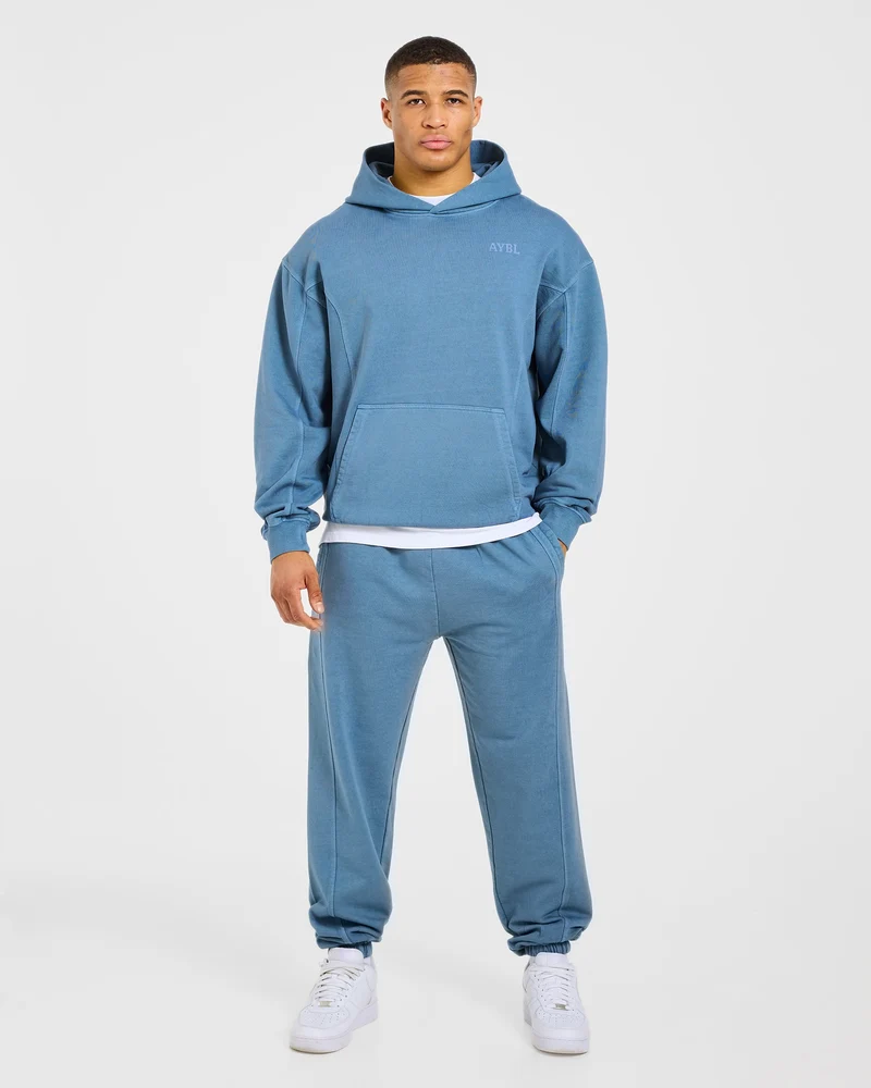 Lift Club Distressed Hoodie - Washed Indigo