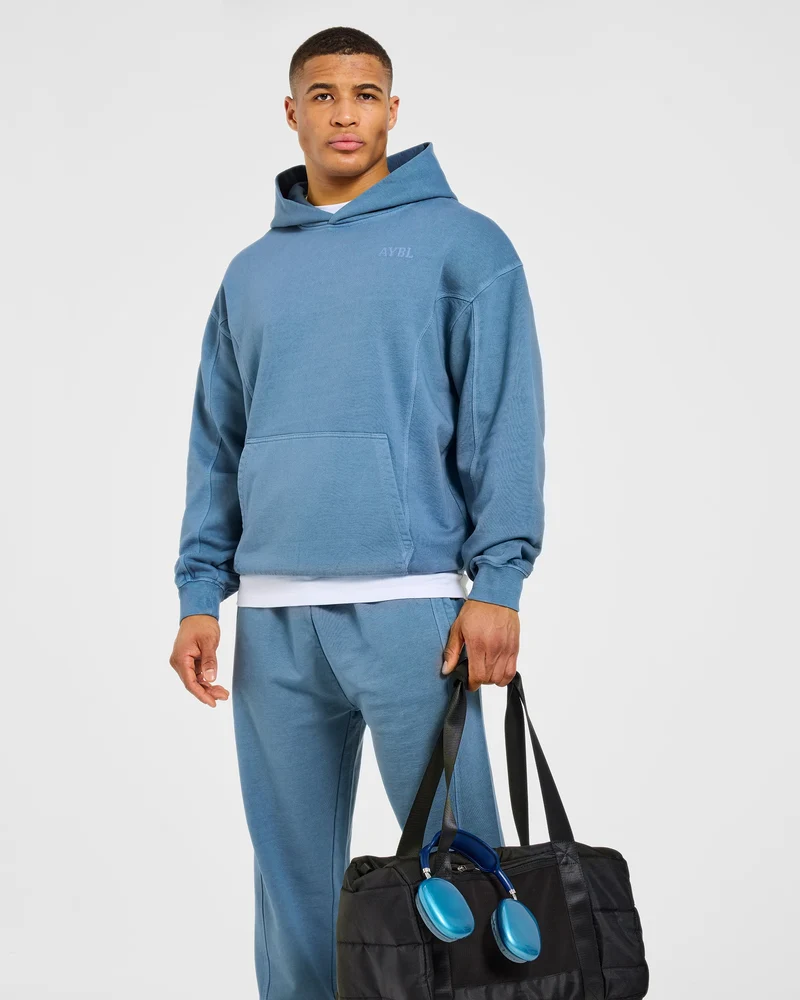 Lift Club Distressed Hoodie - Washed Indigo