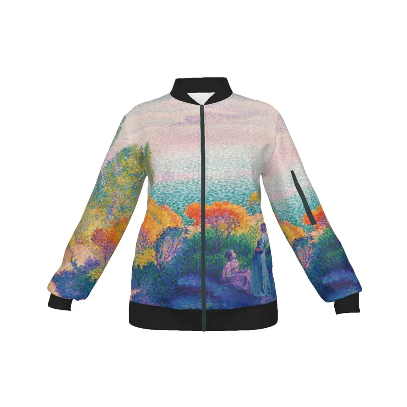 Two Women by the Shore Mediterranean Women's Bomber Jacket