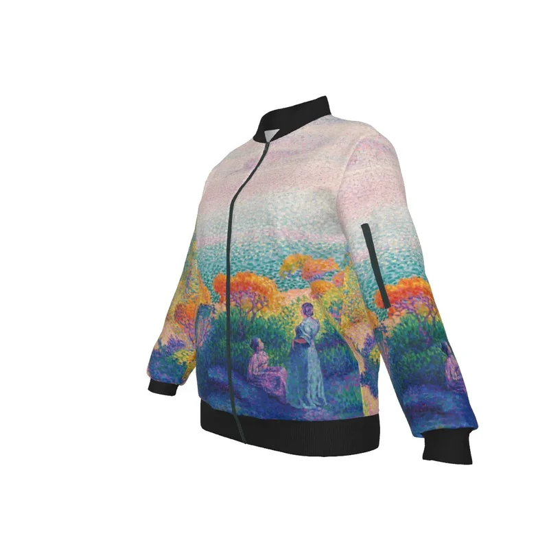 Two Women by the Shore Mediterranean Women's Bomber Jacket