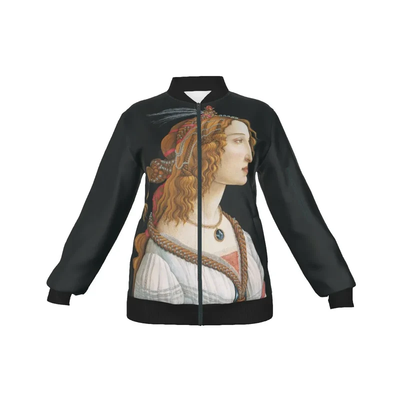 Idealized Portrait of a Lady Sandro Botticelli Women's Bomber Jacket