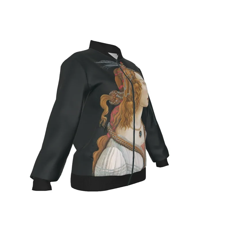Idealized Portrait of a Lady Sandro Botticelli Women's Bomber Jacket