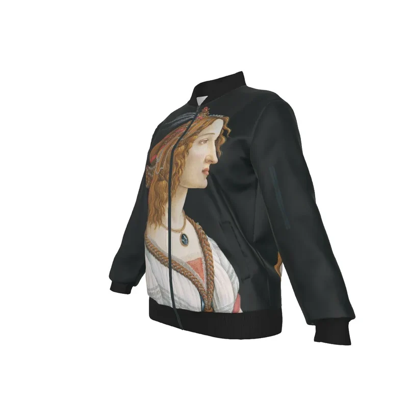 Idealized Portrait of a Lady Sandro Botticelli Women's Bomber Jacket
