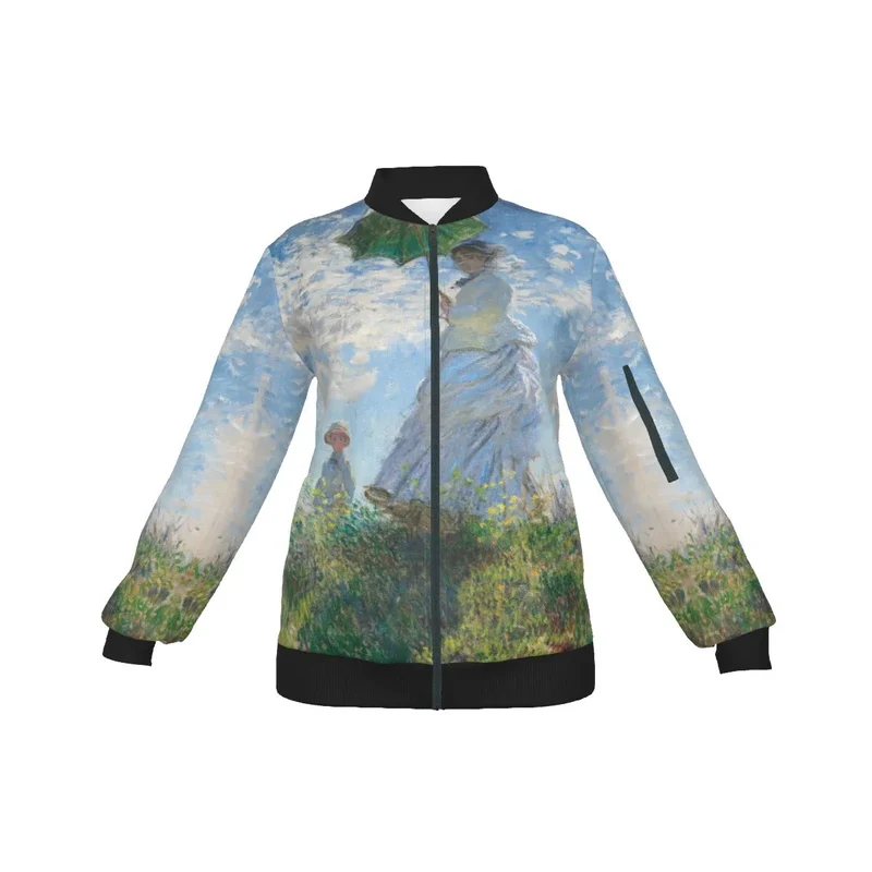 Woman with a Parasol Claude Monet Women's Bomber Jacket