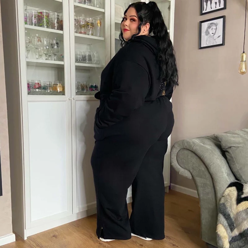 Organic Cotton Wide Leg Joggers - Black