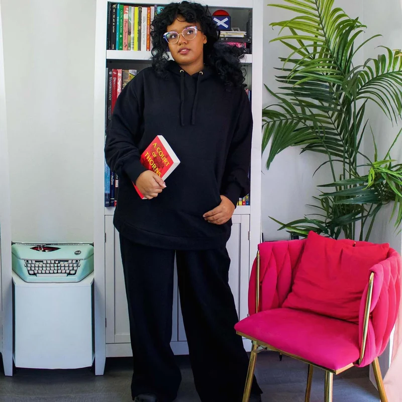 Organic Cotton Wide Leg Joggers - Black