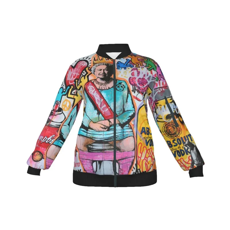 Iconic British Royal Pop Art Surrealism Women's Bomber Jacket