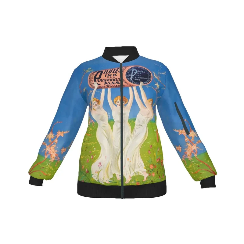 Pink Pills for Pale People Leonetto Cappiello Women's Bomber Jacket