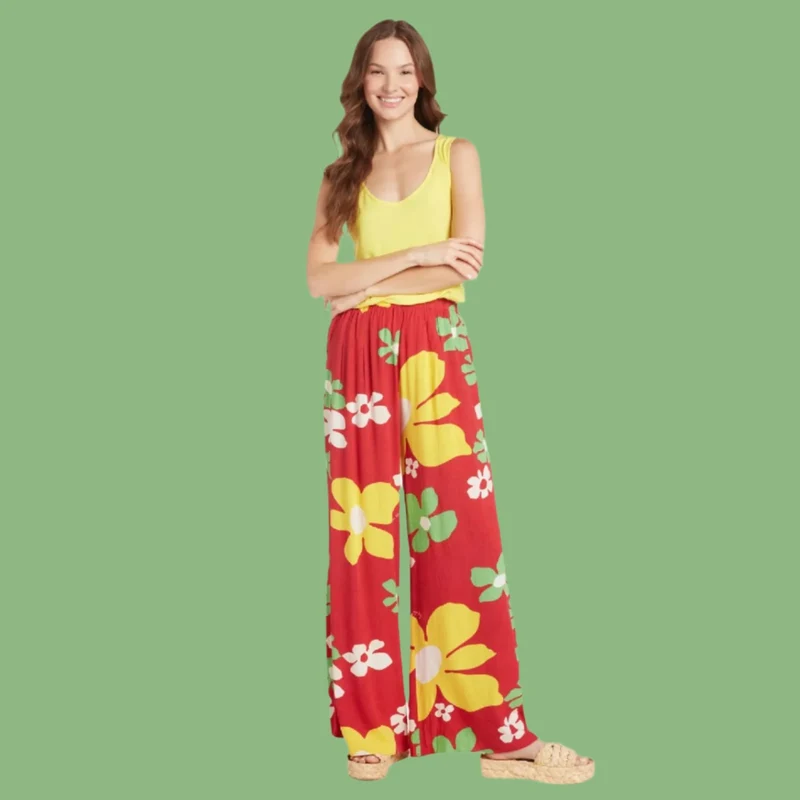 Pantalon Long à Jambes Larges - Tradewinds Rouge