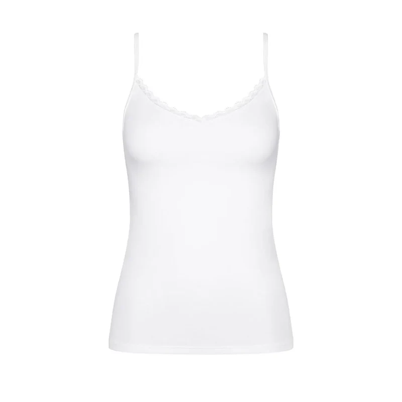 T-shirt coton biologique GOTS dentelle décolleté carré ajusté invisible femme