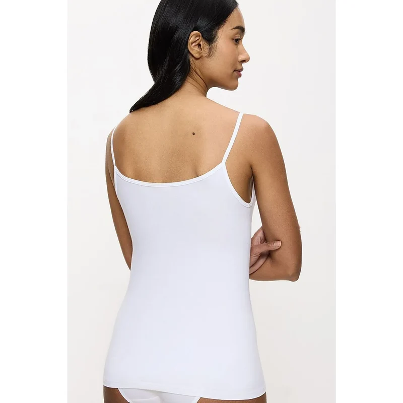 T-shirt coton biologique GOTS dentelle décolleté carré ajusté invisible femme